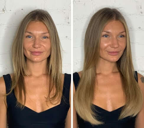 Instant hair transformation with clip in hair extensions